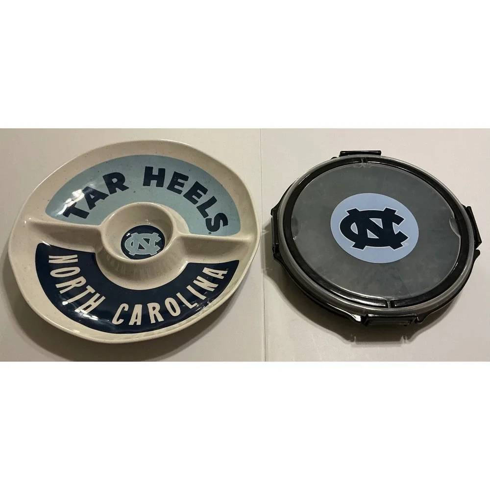 UNC Tar Heels Chip Dip Platter and Portable Food Caddy Set Tailgate Picnic BBQ